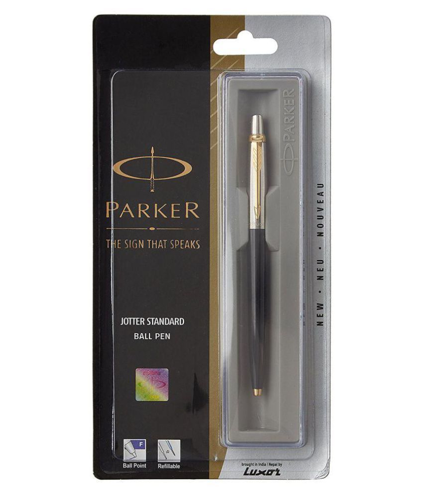     			Parker Jotter Standard Gold Trim Ball Pen - Pack of 4