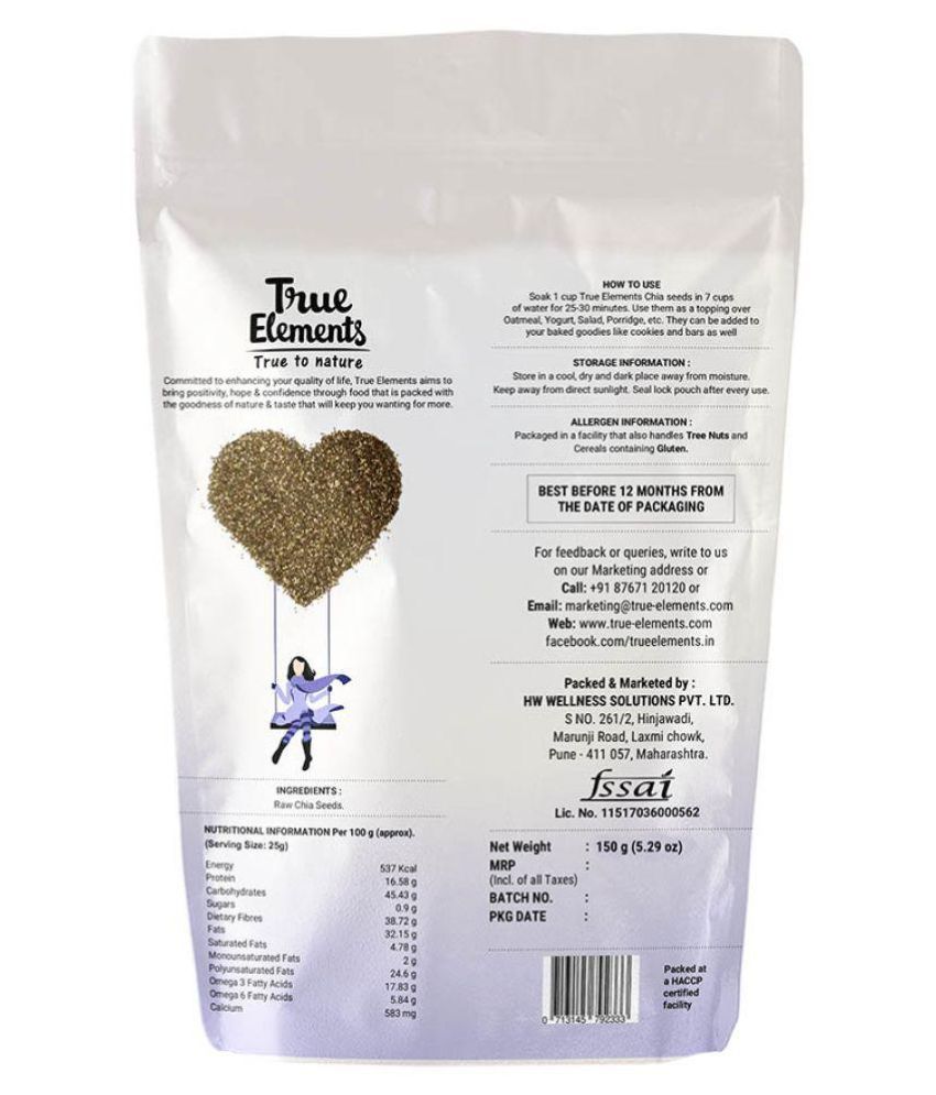 True Elements Raw Chia + Raw Pumpkin Seeds 150gm Pack of 2 Buy True