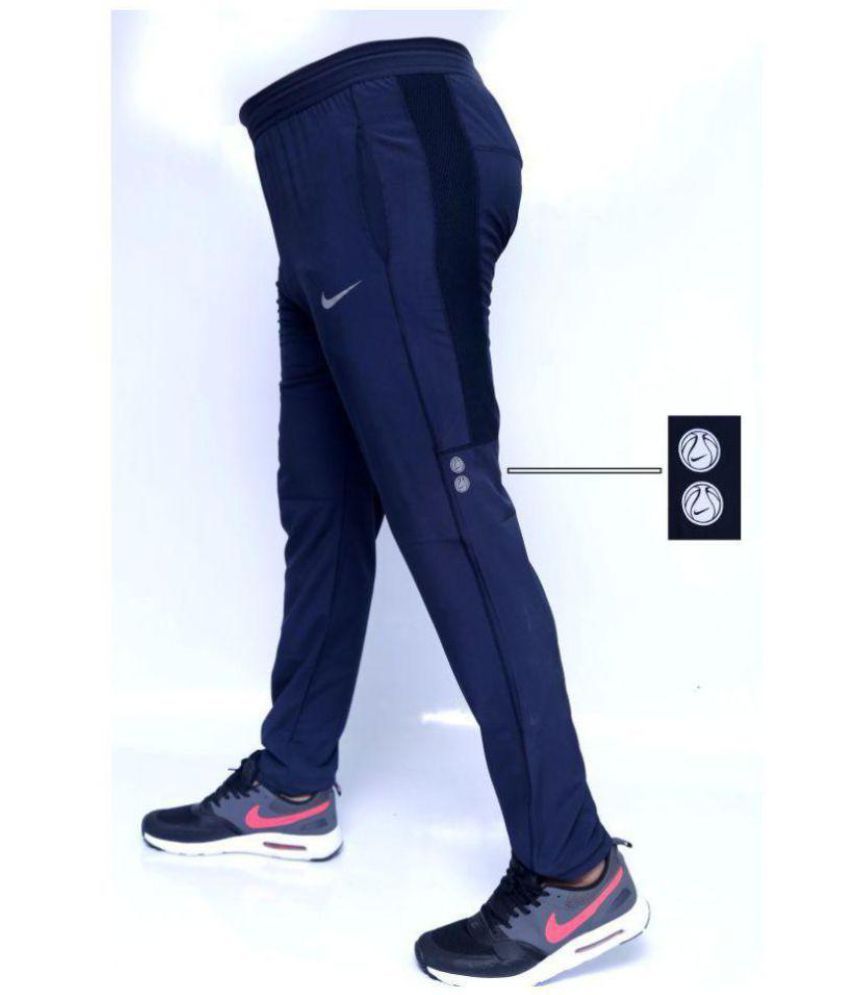 nike blue lycra polyester track pant
