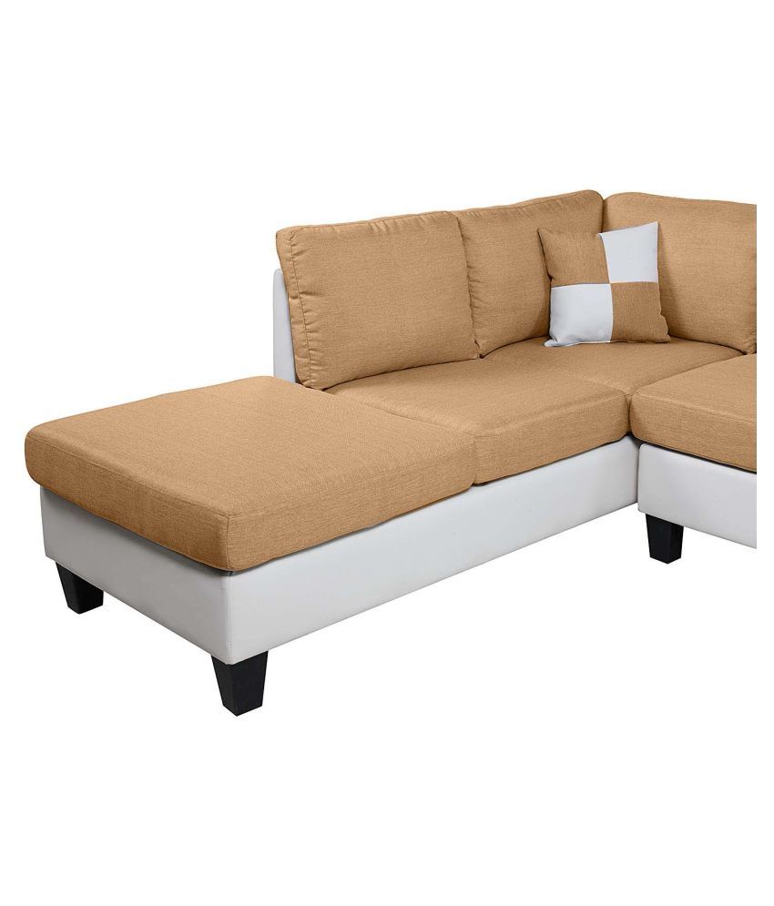 Fabbulls Shane Leatherette And Fabric L Shape Sofa Set Buy Fabbulls Shane Leatherette And Fabric L 