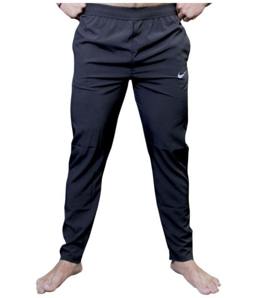 nike black polyester lycra trackpants