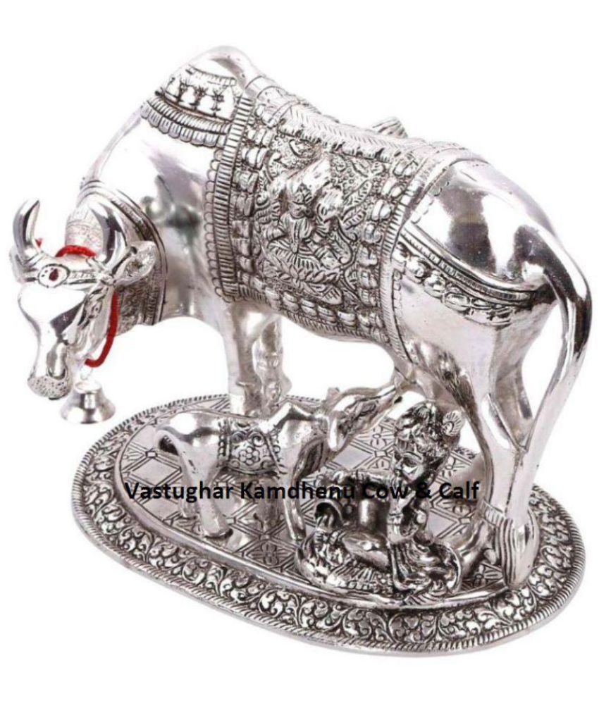     			vastughar White Metal Kamdhenu Cow & Calf