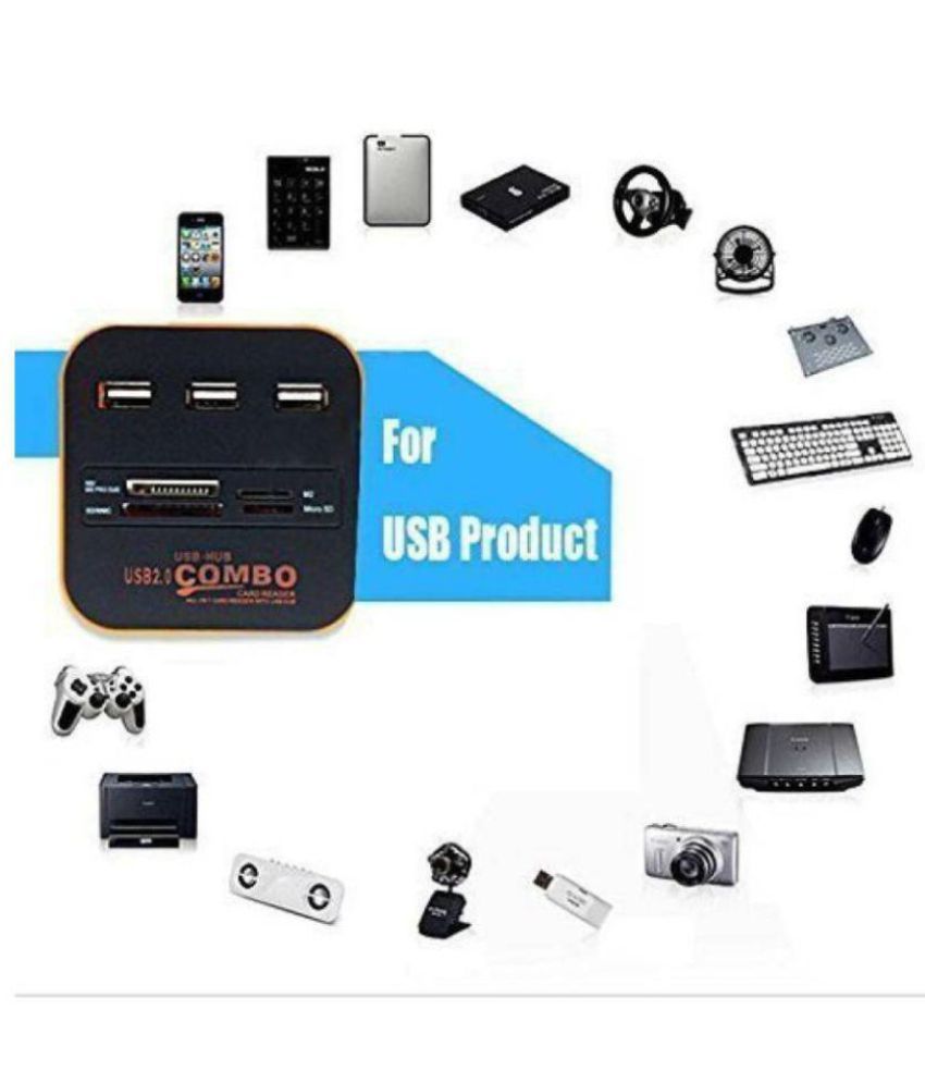 durReey 3 port USB Hub All In One + Card Reader 2.0 USB Hub