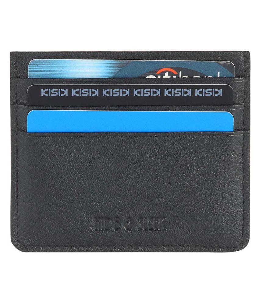     			Hide&Sleek RFID Protected Genuine Leather Black Atm Card Holder