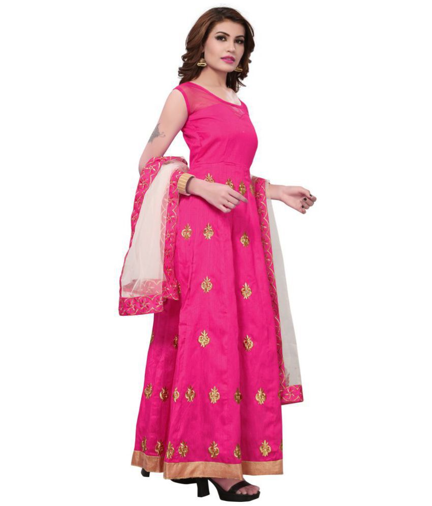 Aika Pink Silk Gown - Buy Aika Pink Silk Gown Online at Best Prices in ...
