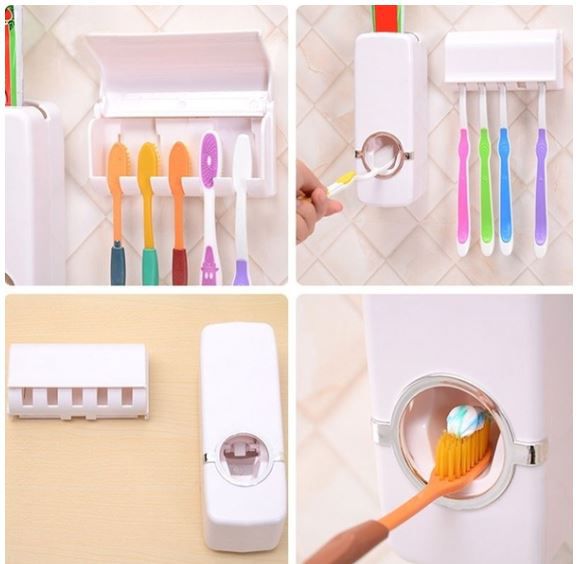     			Automatic Toothpaste Dispenser with Toothbrush Holder Stand (Bathroom Accessories)