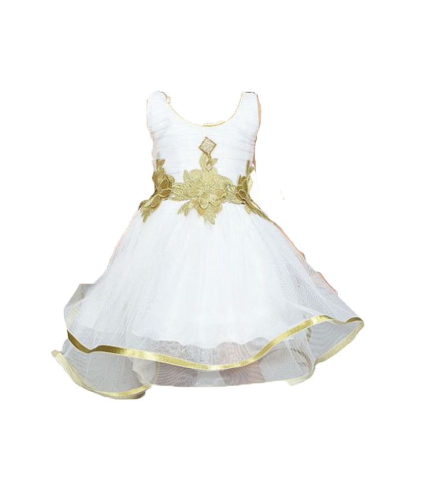 white party wear frock for baby girl