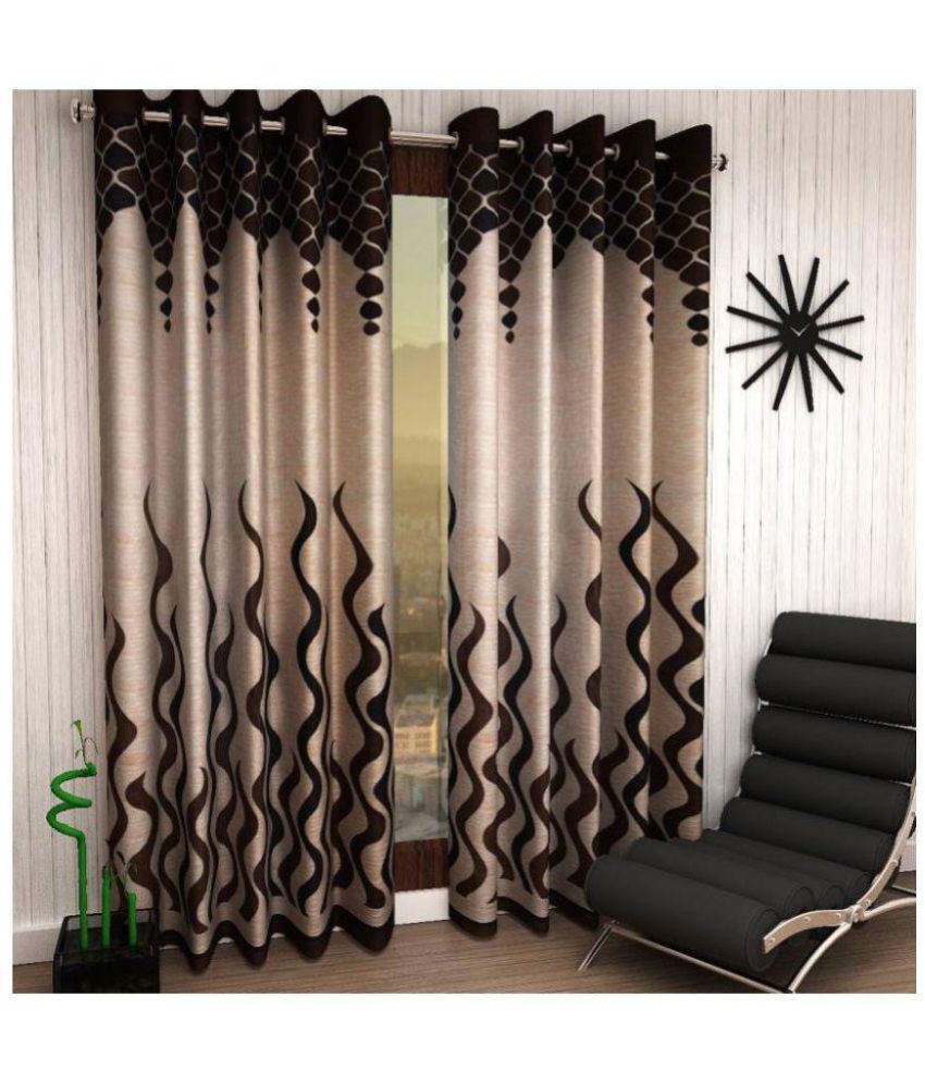     			Tanishka Fabs Semi-Transparent Curtain 7 ft ( Pack of 2 ) - Brown