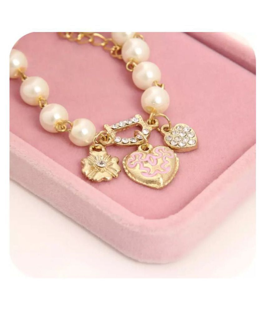 Popmode Peach Heart D Letter Elegant Pearl Bracelet Buy Popmode Peach Heart D Letter Elegant 