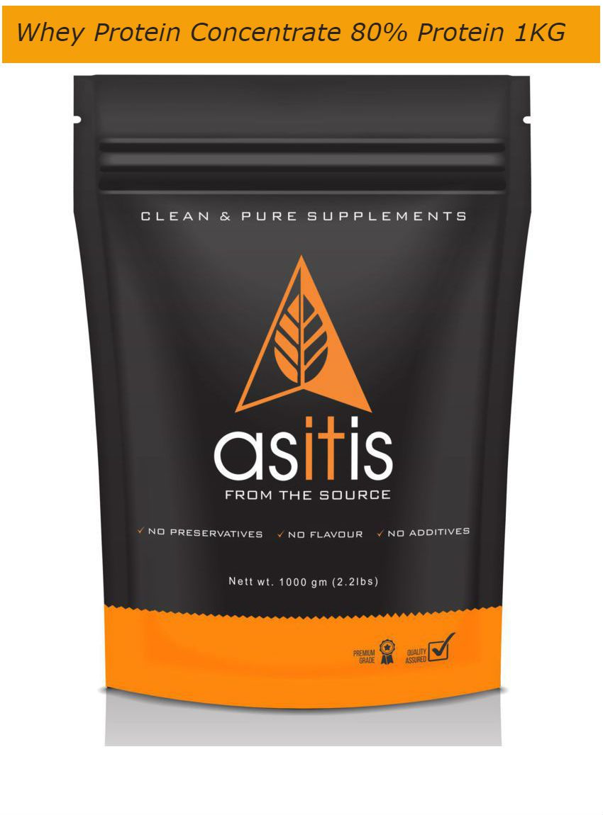     			ASITIS Nutrition Whey protein concentrate 80% protein unflavored 1000 gm