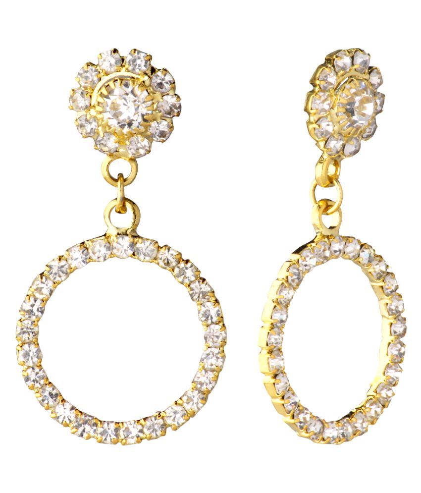 Shining Jewel Elegant Gold Plated Crystal CZ American Diamond Dangle ...