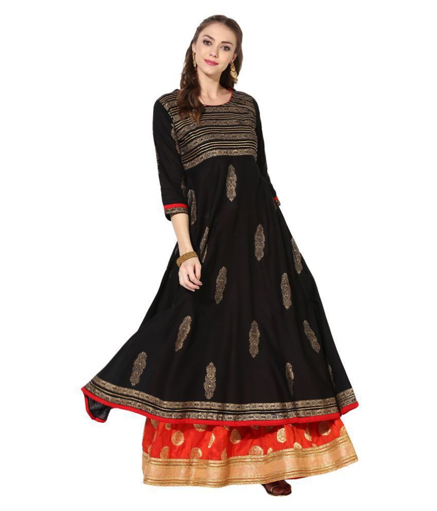 black simple anarkali