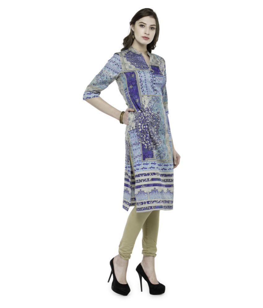 Laabha Blue Woollen Straight Kurti 
