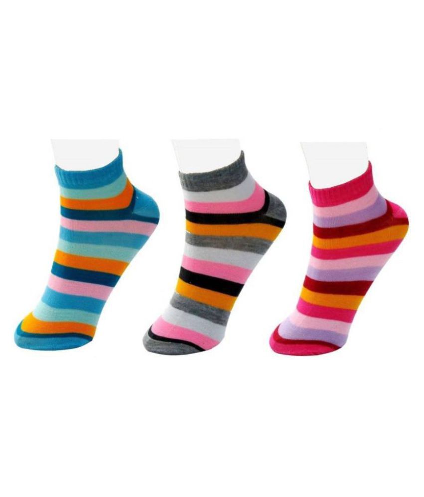     			Tahiro Multicolour Striped Cotton Ankle Length Socks - Pack Of 3