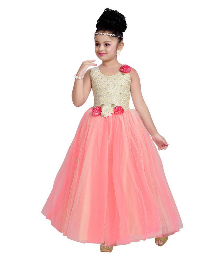 Peach and Silver Satin Dresses