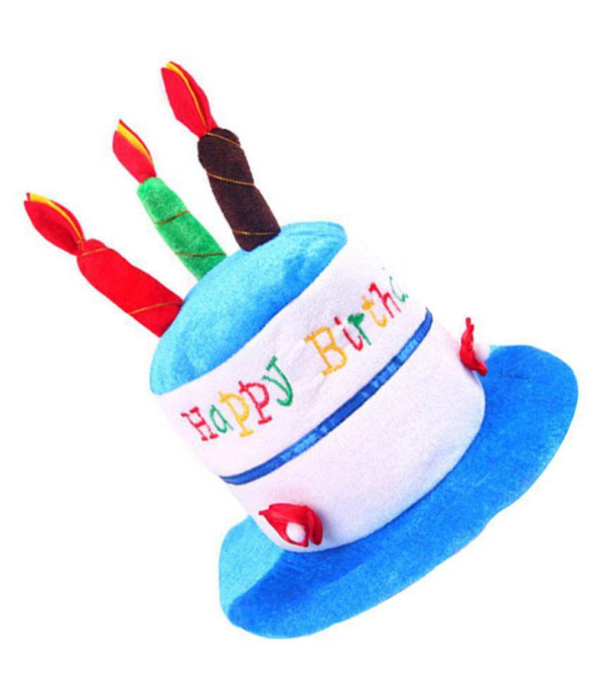 Nema Plush Birthday Cake and Flower Party Kids Hat - Blue
