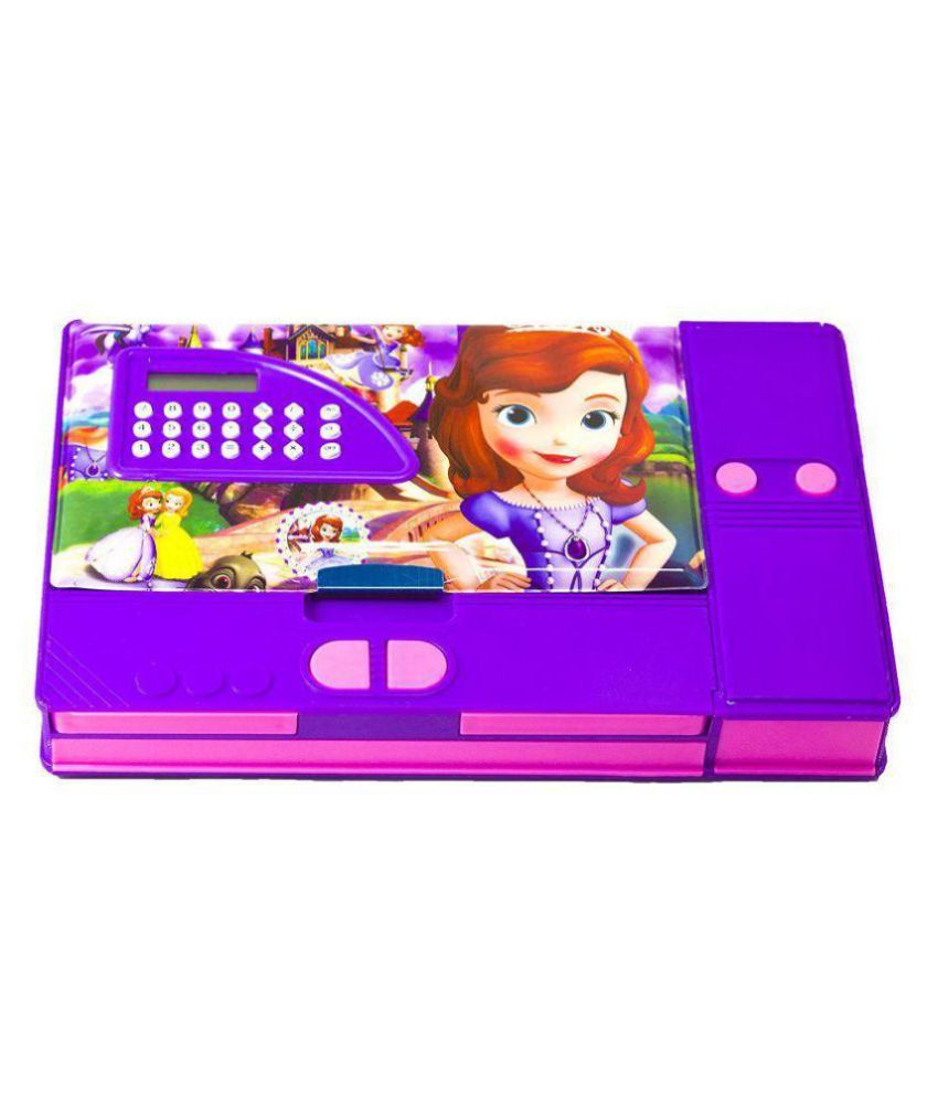 purple plastic pencil box