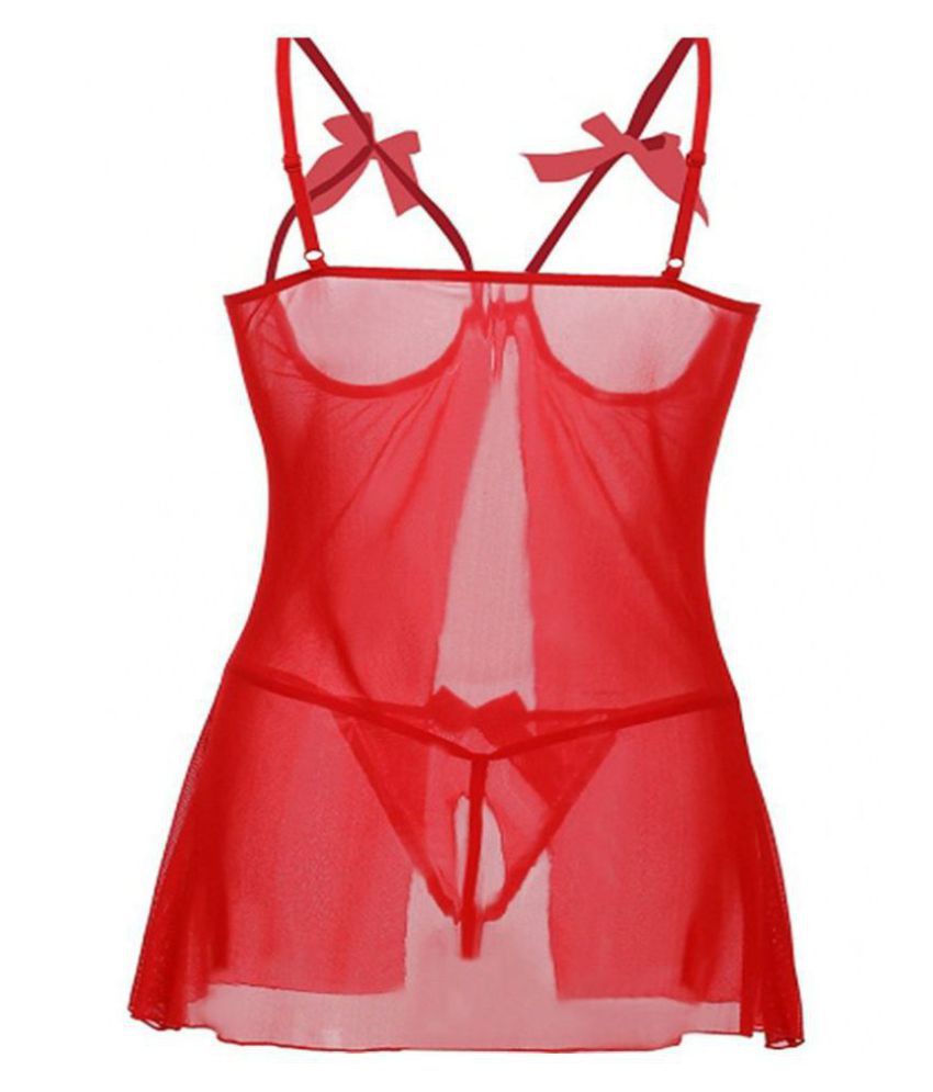 Buy bomshel Net Baby Doll Dresses With Panty - Red Online at Best ...