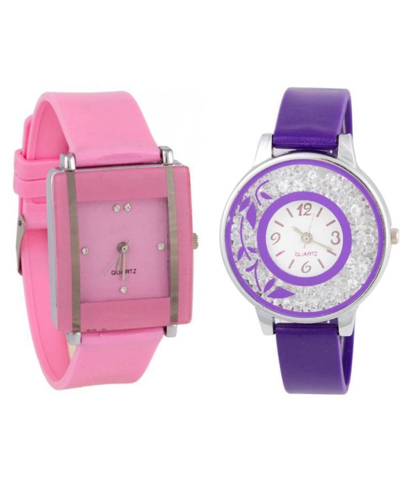 Xforia Ladies Combo Watches Purple & Pink Gift Watch Set for Girls