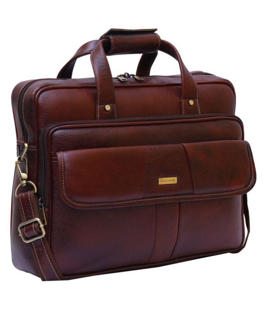 Brand Leather BL105 Brown Leather Office Bag - Buy Brand Leather BL105 ...