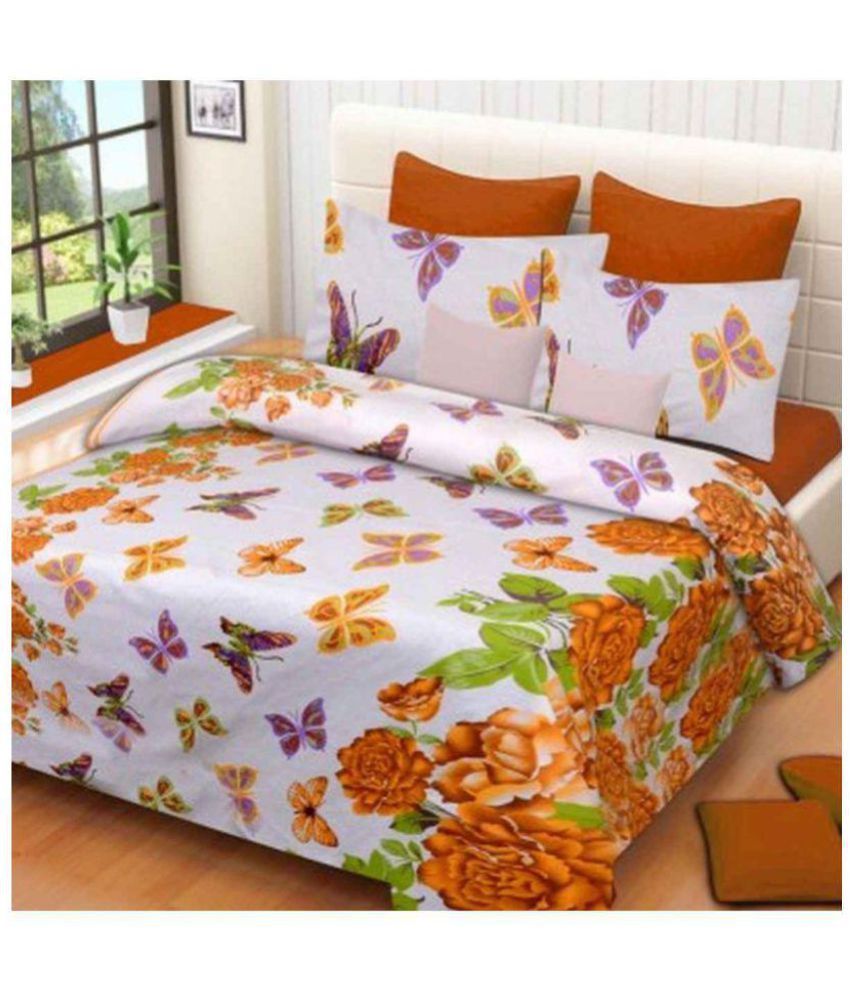 Panipat Textile Hub Cotton Double Bedsheet with 2 Pillow Covers Buy