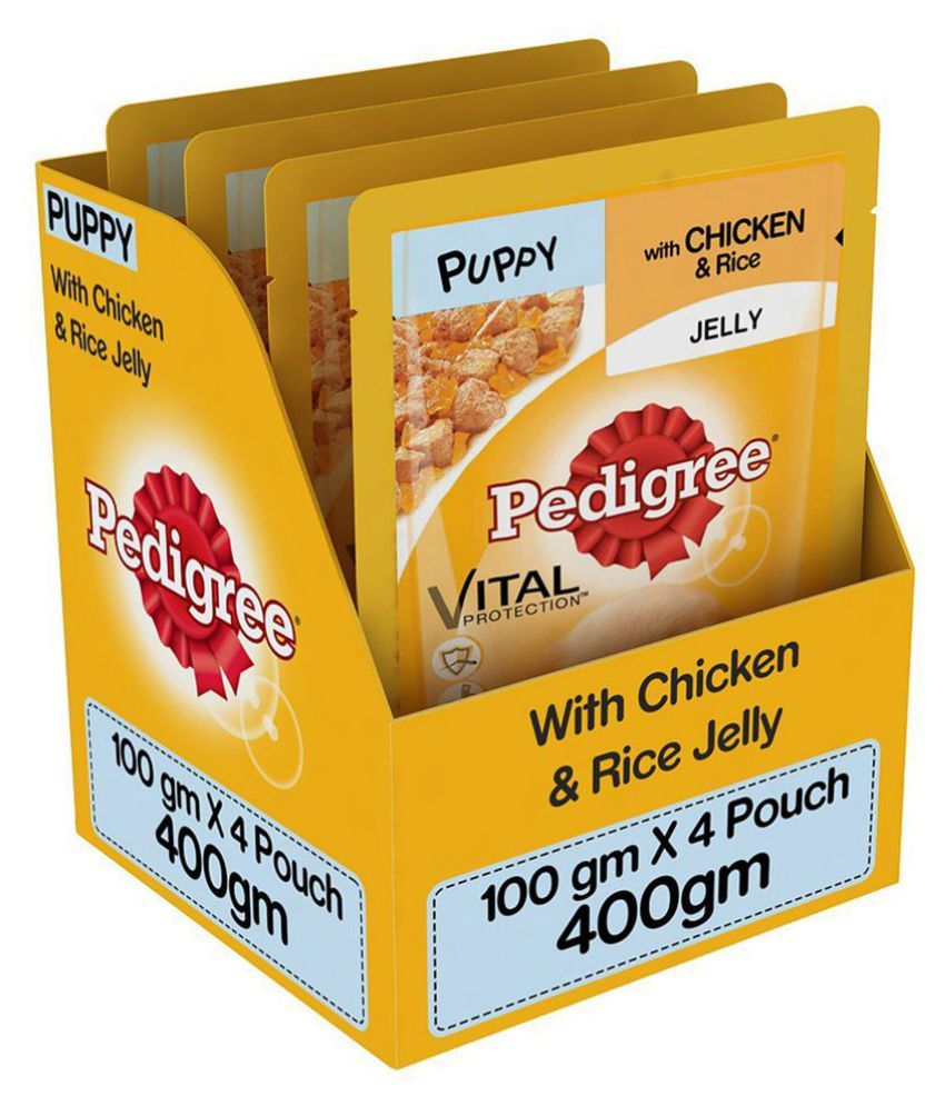 Pedigree Gravy Puppy Chicken&Rice in Jelly 100g,Pack of 4 Dry Chicken
