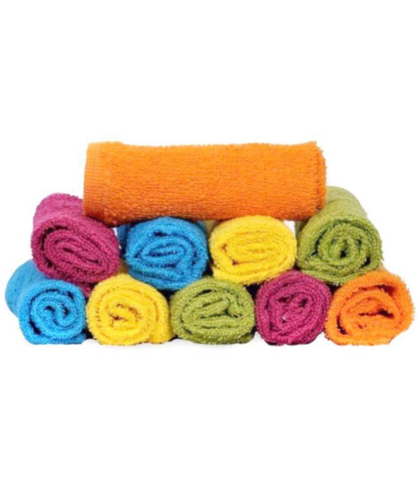    			TOP ONE Set of 10 Terry Face Towel Multi