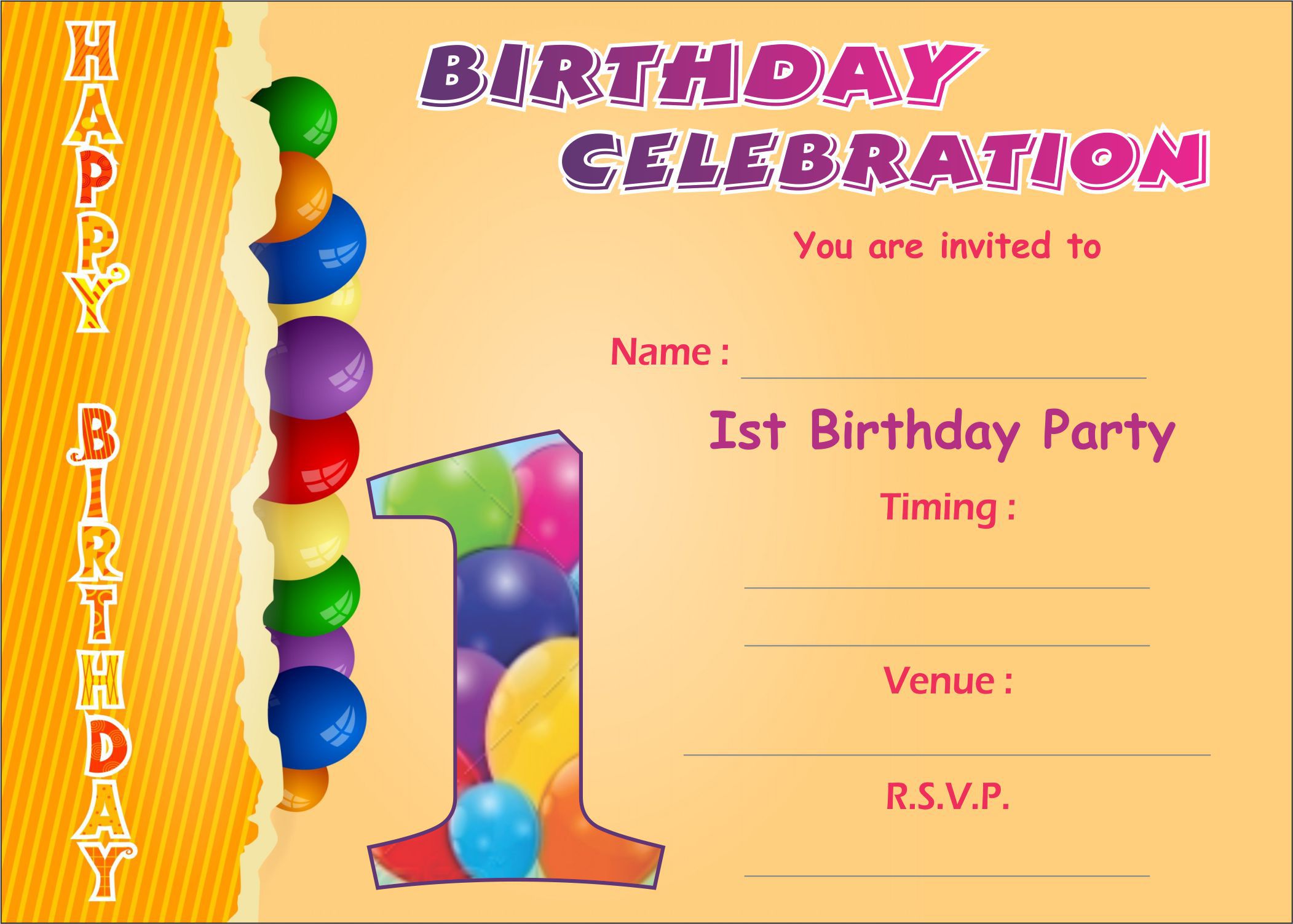 Birthday invitation Metallic cards for Boy's and Girl's (Pack of 25