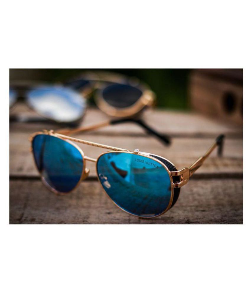 LOUIS VUITTON SUNGLASSES Blue Aviator Sunglasses ( LV0981 ) - Buy LOUIS VUITTON SUNGLASSES Blue ...