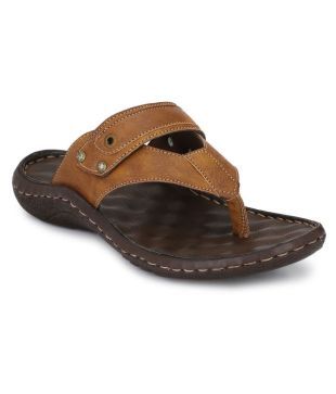 shences tan leather slippers