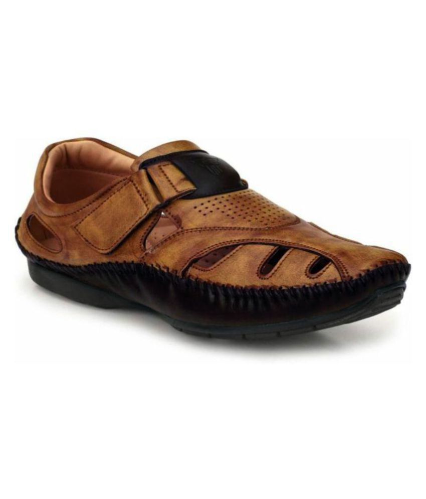     			Fashion Victim Tan Synthetic Leather Sandals
