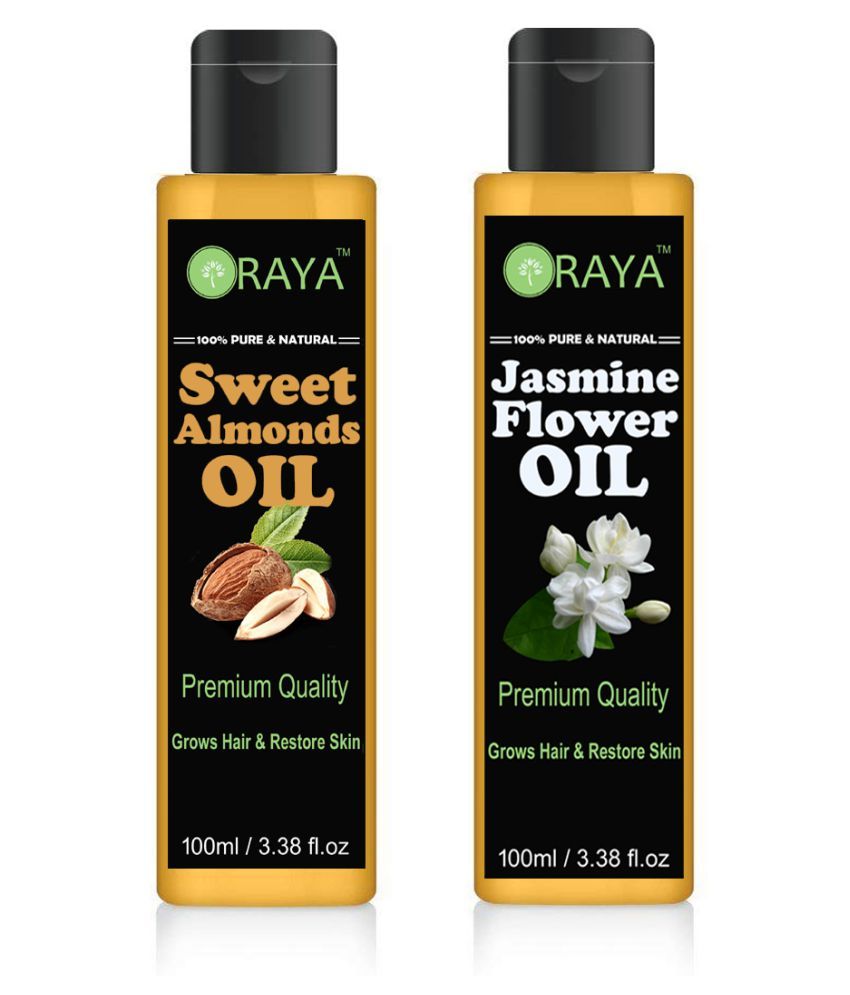     			ORAYA 100% Pure & Natural Sweet Almond Oil & Jasmine Hair OIl 200 ml Pack of 2