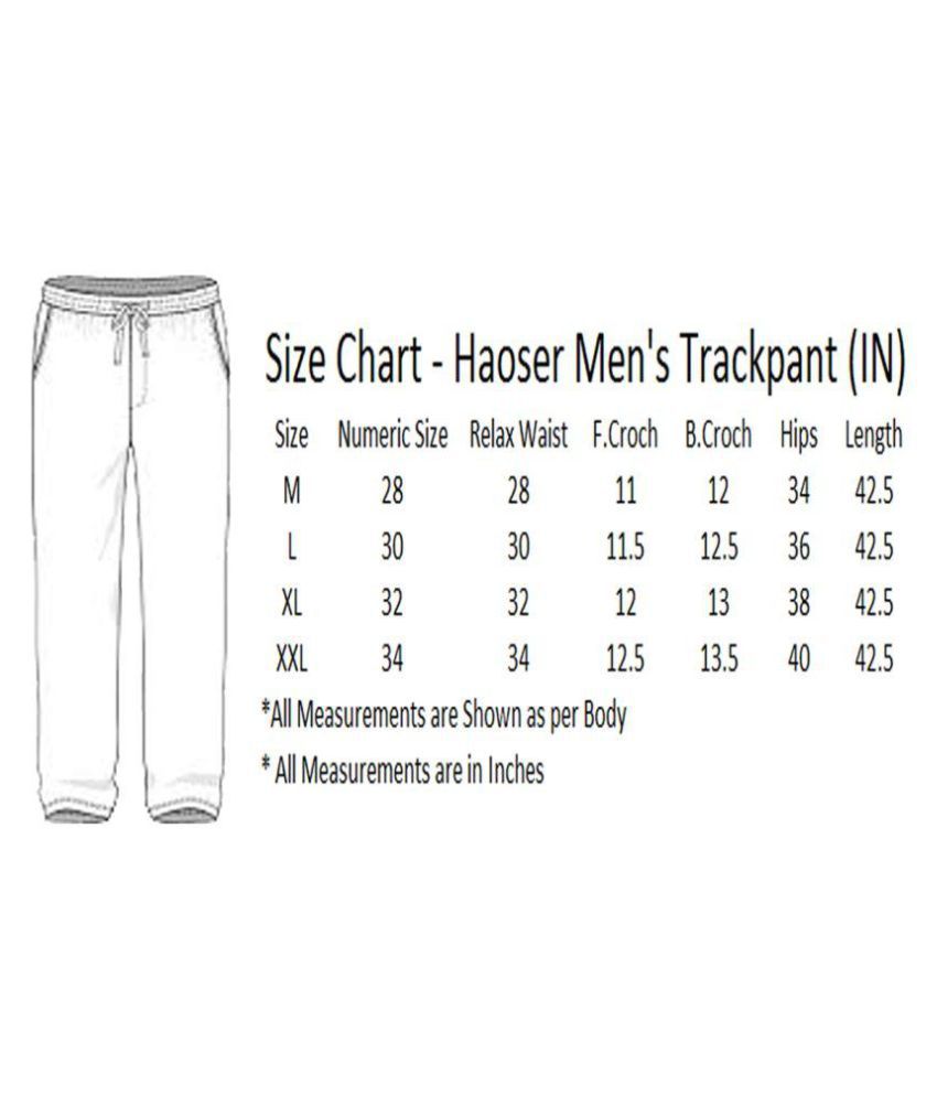 Track Pant Size Chart India