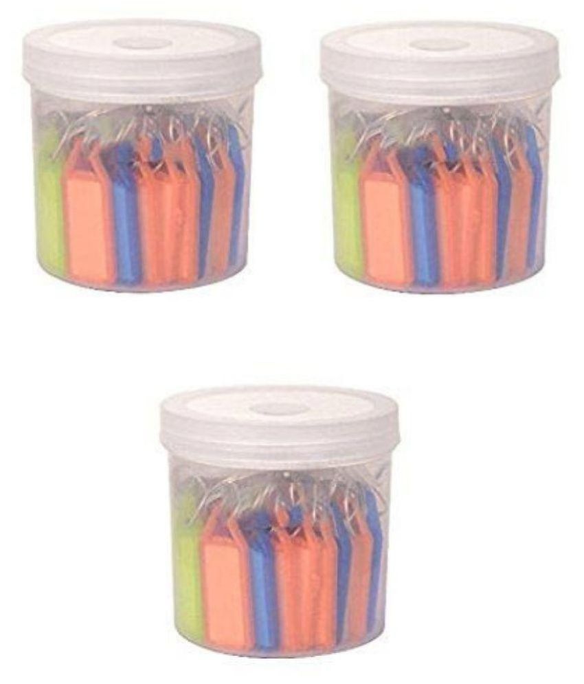     			Abaj Pack of 150 Multicolor Tag label Multipurpose Keychains Comes with 3 containers
