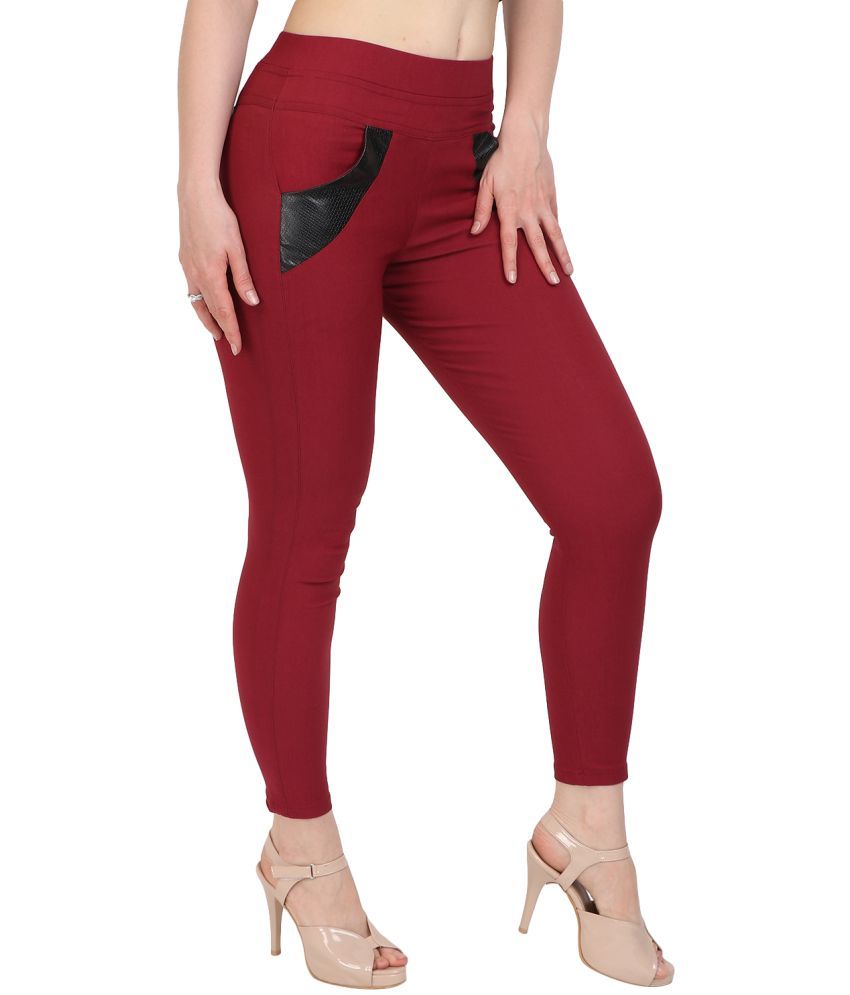 maroon jeggings