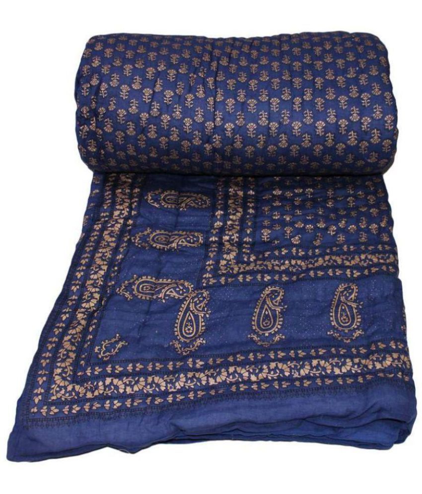 Jaipuri Razai Single Cotton Blue Printed Quilt Coordinated - Buy ...