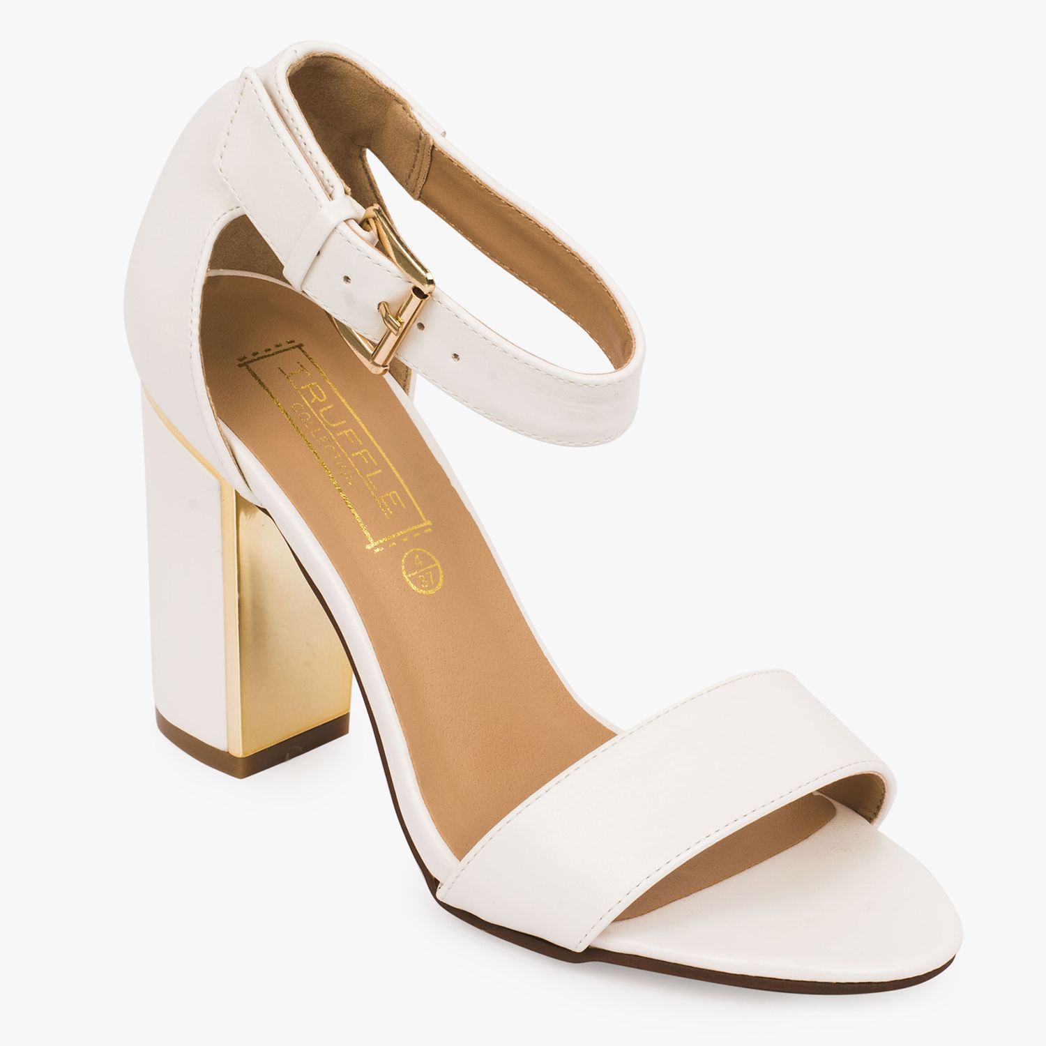 Truffle Collection White Block Heels Price in India- Buy Truffle ...