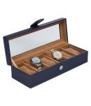 Leather World 6 Watch Box Case Organizer ( Blue)