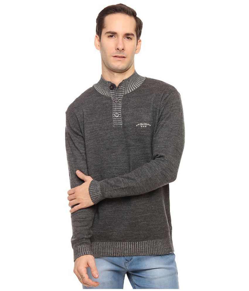     			Duke Grey Henley Neck Sweater