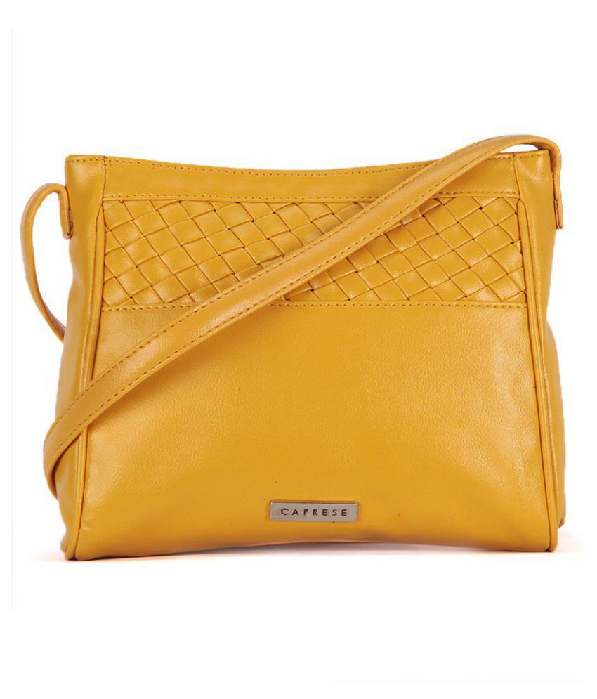 Caprese Yellow Pure Leather Sling Bag - Buy Caprese Yellow Pure Leather ...