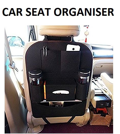     			VRT Multi Pocket Black Organizer for Car Seat Back. Multi-use to hold ipad, bottle, tissue, toy etc. - 1 Piece