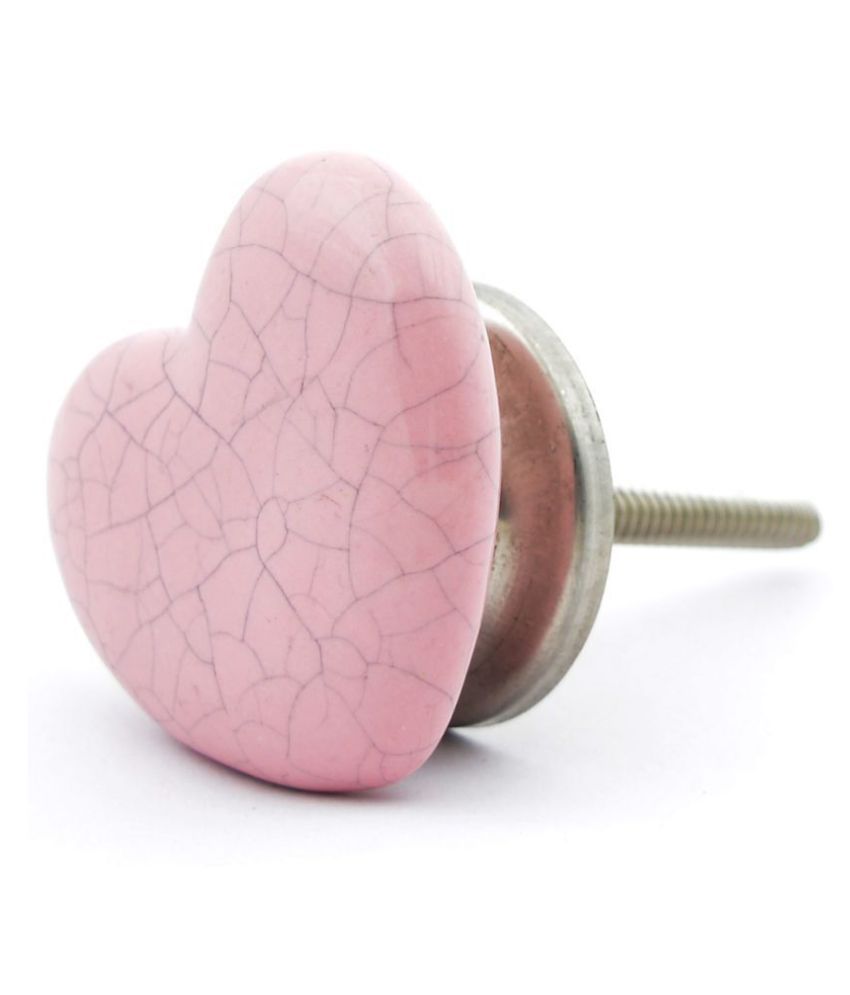 Buy Pack Of 6 Ceramic Pink Heart Decorative Door Knobs Pulls For