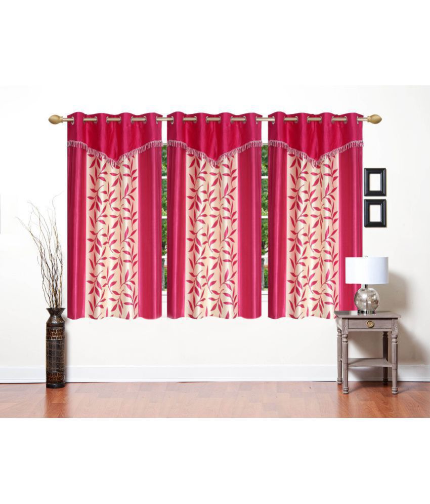     			Stella Creations Set of 3 Window Blackout Eyelet Polyester Curtains Pink