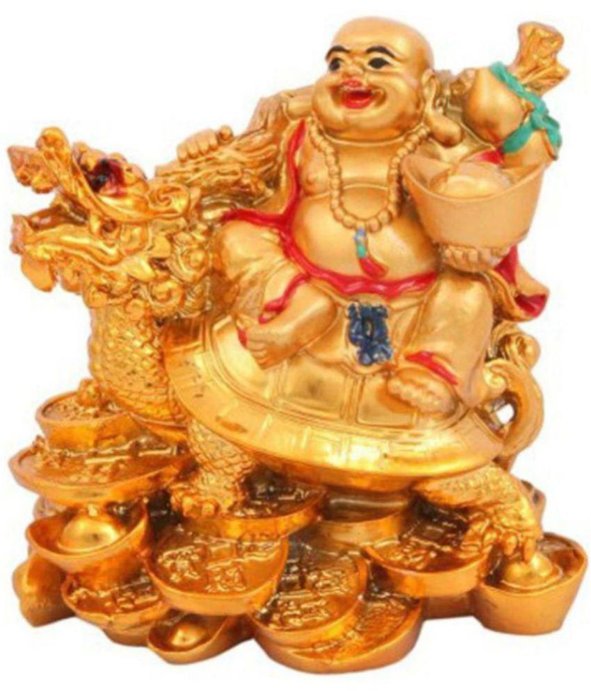     			Queen Collection Laughing Buddha Sitting On Dragon Tortoise For Protection