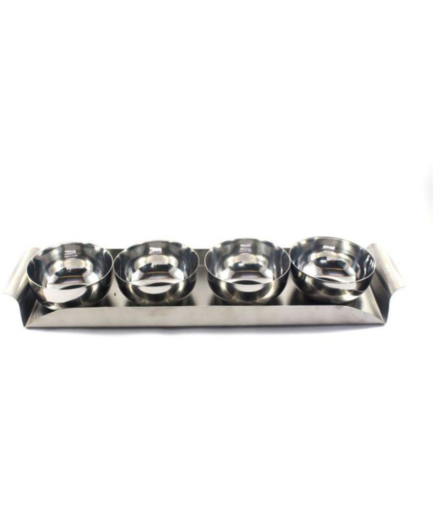 Clobber Stainless Steel Snack Bowl Set OF 4 With Tray