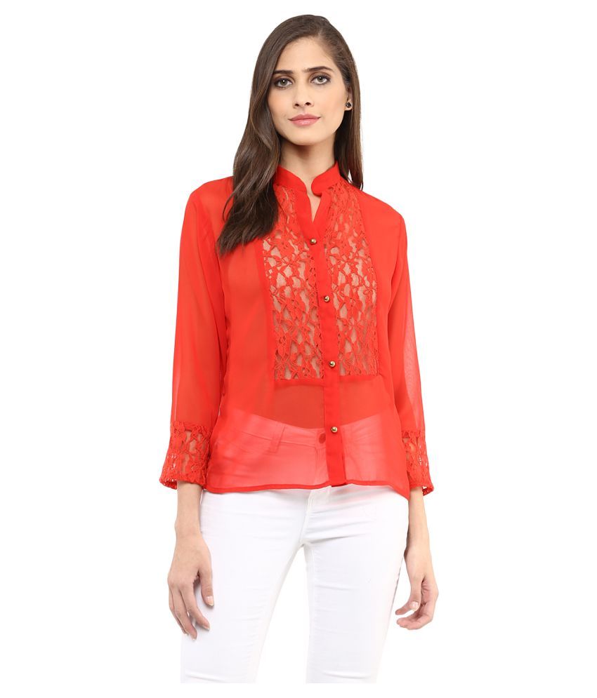     			Zima Leto Polyester Regular Tops - Red