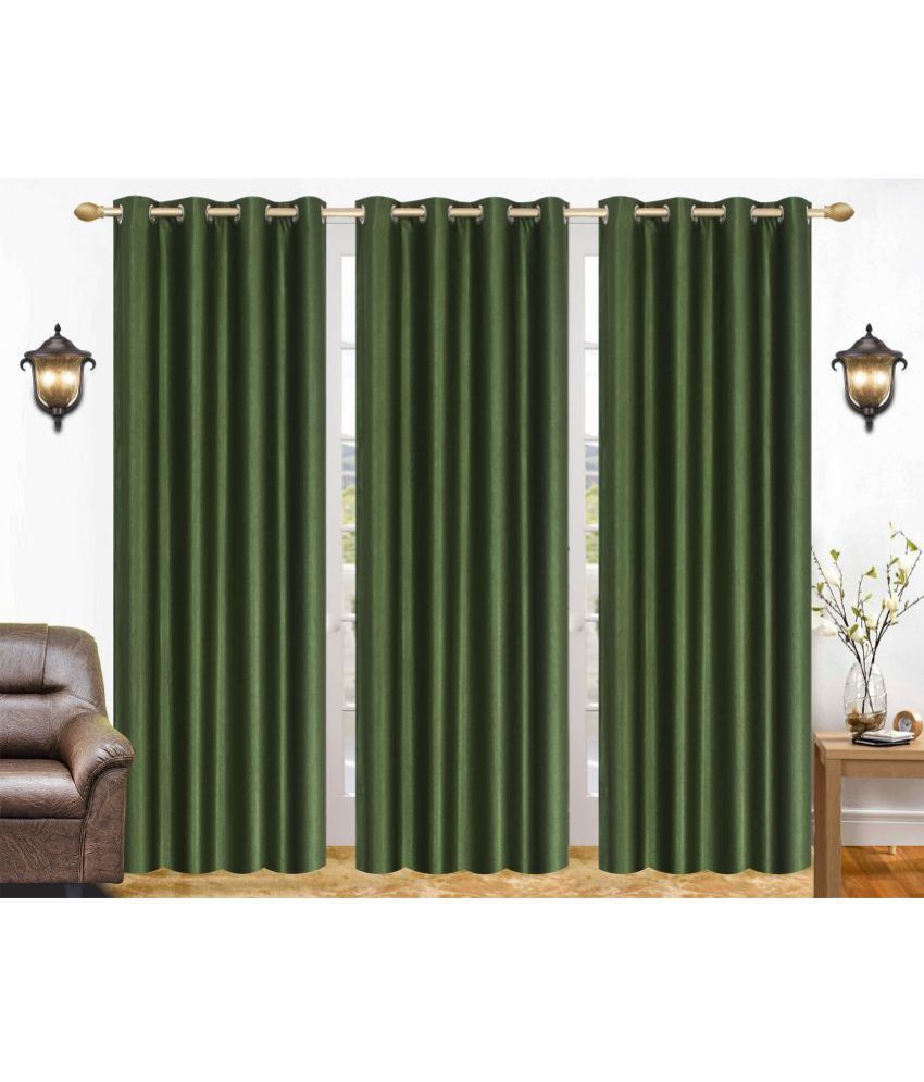     			Stella Creations Set of 3 Door Blackout Eyelet Polyester Curtains Green
