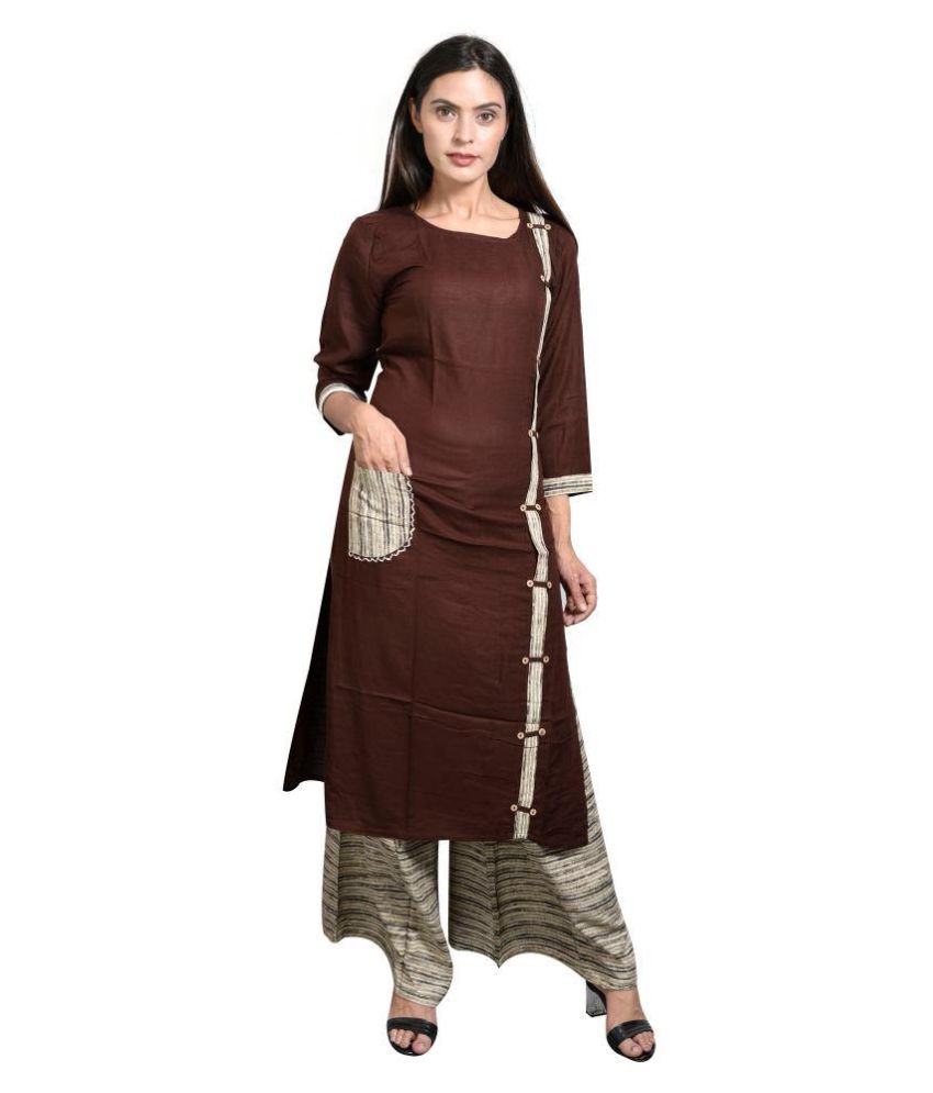 Aleena Brown Rayon Straight Kurti - Buy Aleena Brown Rayon Straight ...