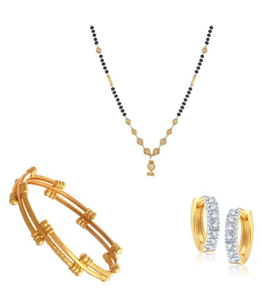     			Zeneme Party Wear Gold Plated Fancy Mangalsutra, earring, Bangles Jewellery For Girls and Women