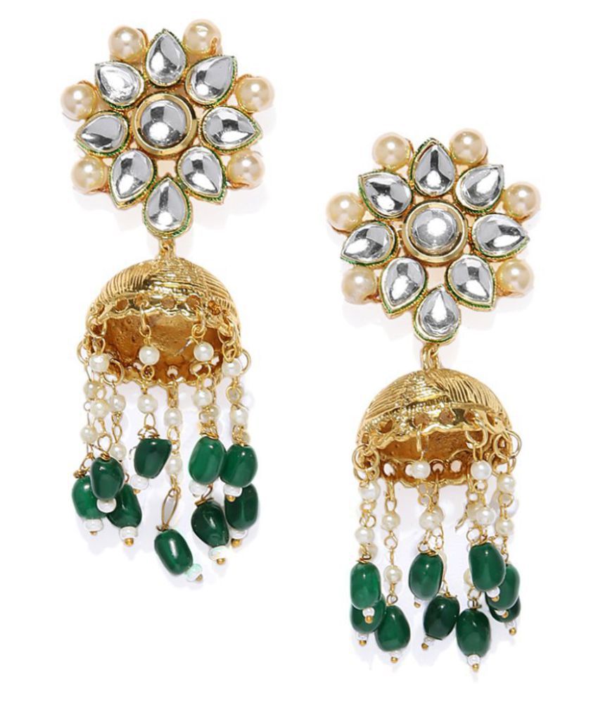 Zaveri Pearls Gold Tone Traditional Kundan With Dangling Jhumki & Drops ...